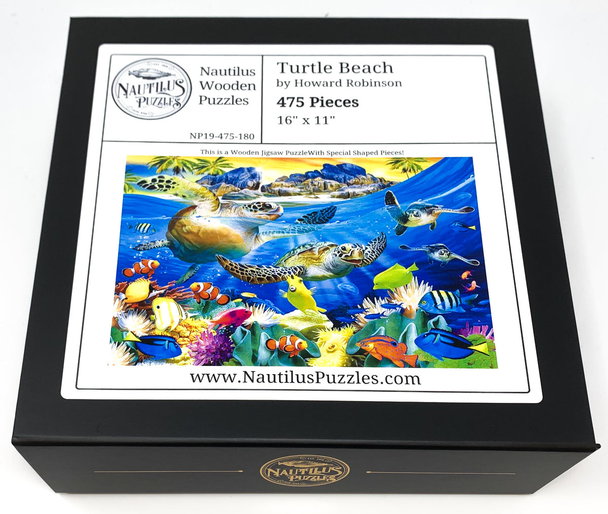 Turtle Beach (475 Piece Turtle Wooden Jigsaw Puzzle) - Nautilus Puzzles - Wooden Jigsaw Puzzles For Adults