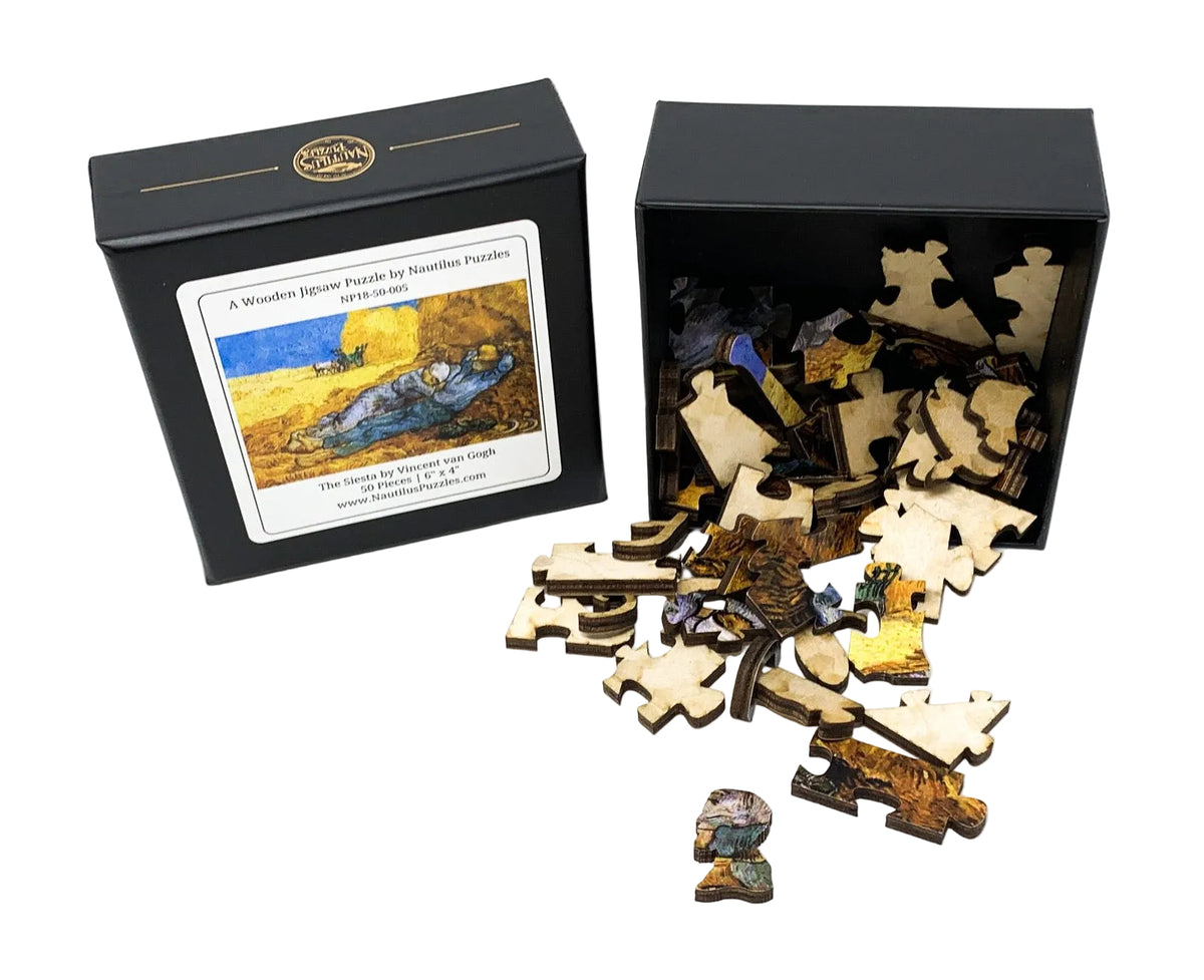 The Siesta by Vincent Van Gogh (50 Pieces) Mini Wooden Jigsaw Puzzle - Nautilus Puzzles - Wooden Jigsaw Puzzles For Adults