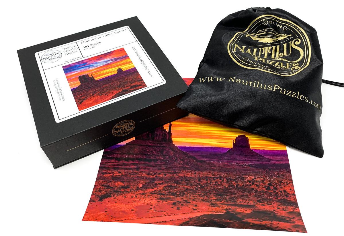 Monument Valley Sunset (181 Pieces) Wooden Jigsaw Puzzle - Nautilus Puzzles - Wooden Jigsaw Puzzles For Adults