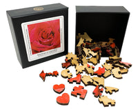 Raindrops on a Red Rose - 59 Piece Mini Valentine's Day Wooden Puzzle - Nautilus Puzzles - Wooden Jigsaw Puzzles For Adults