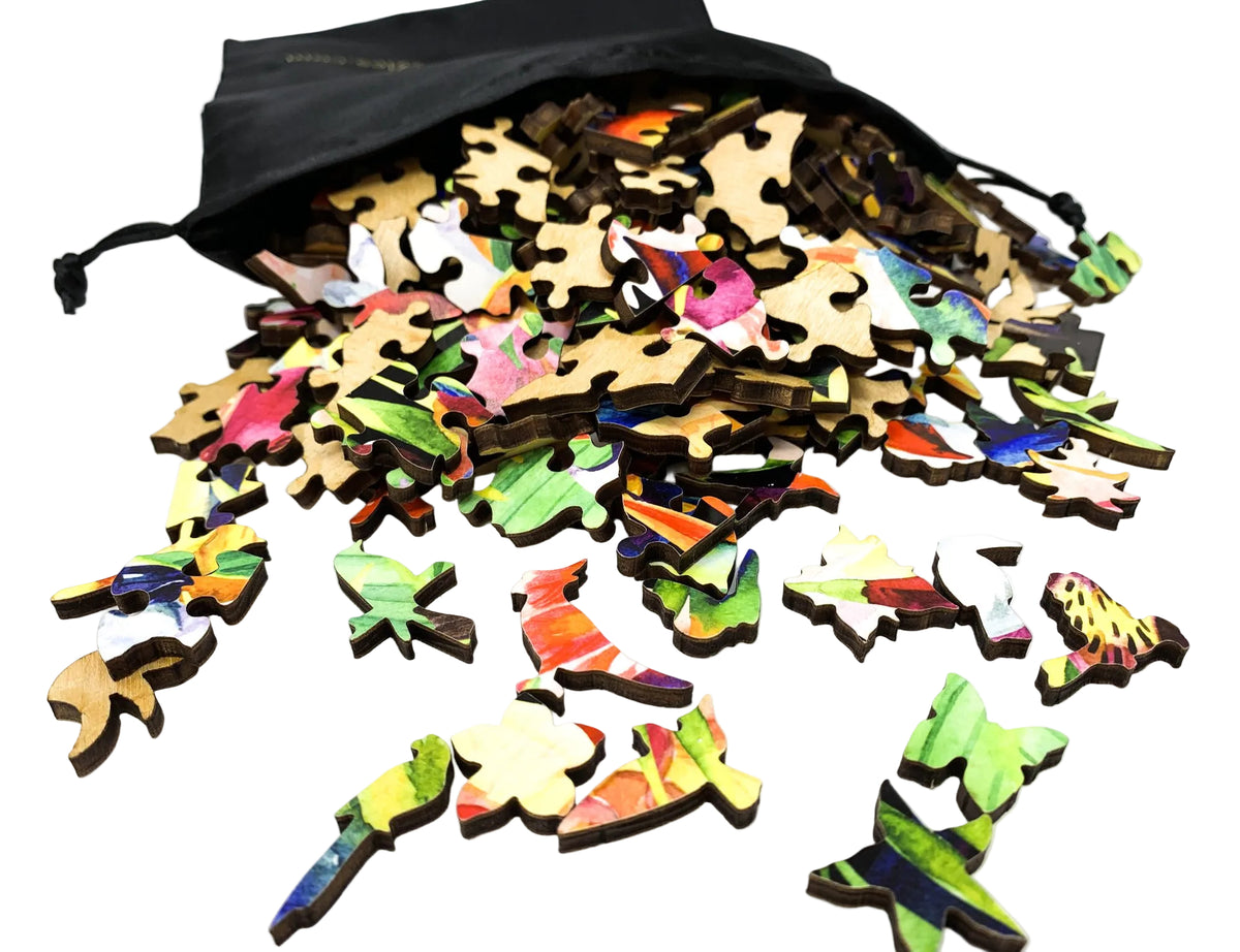 Tropical Birds - 222 Piece Wooden Jigsaw Puzzle - Nautilus Puzzles - Wooden Jigsaw Puzzles For Adults