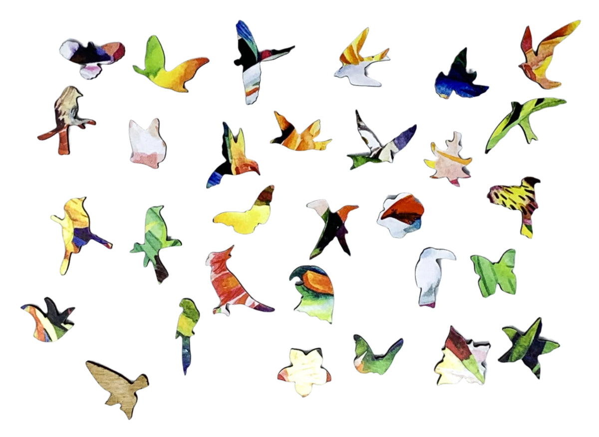 Tropical Birds - 222 Piece Wooden Jigsaw Puzzle - Nautilus Puzzles - Wooden Jigsaw Puzzles For Adults