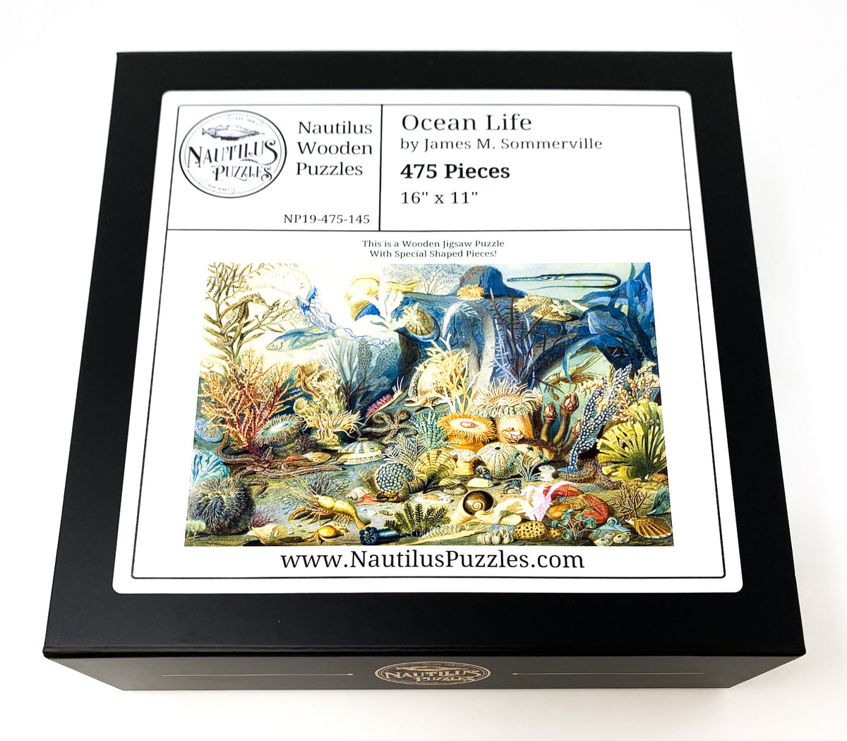 Ocean Life by James M. Sommerville (475 Piece Ocean Wooden Jigsaw Puzzle) - Nautilus Puzzles - Wooden Jigsaw Puzzles For Adults