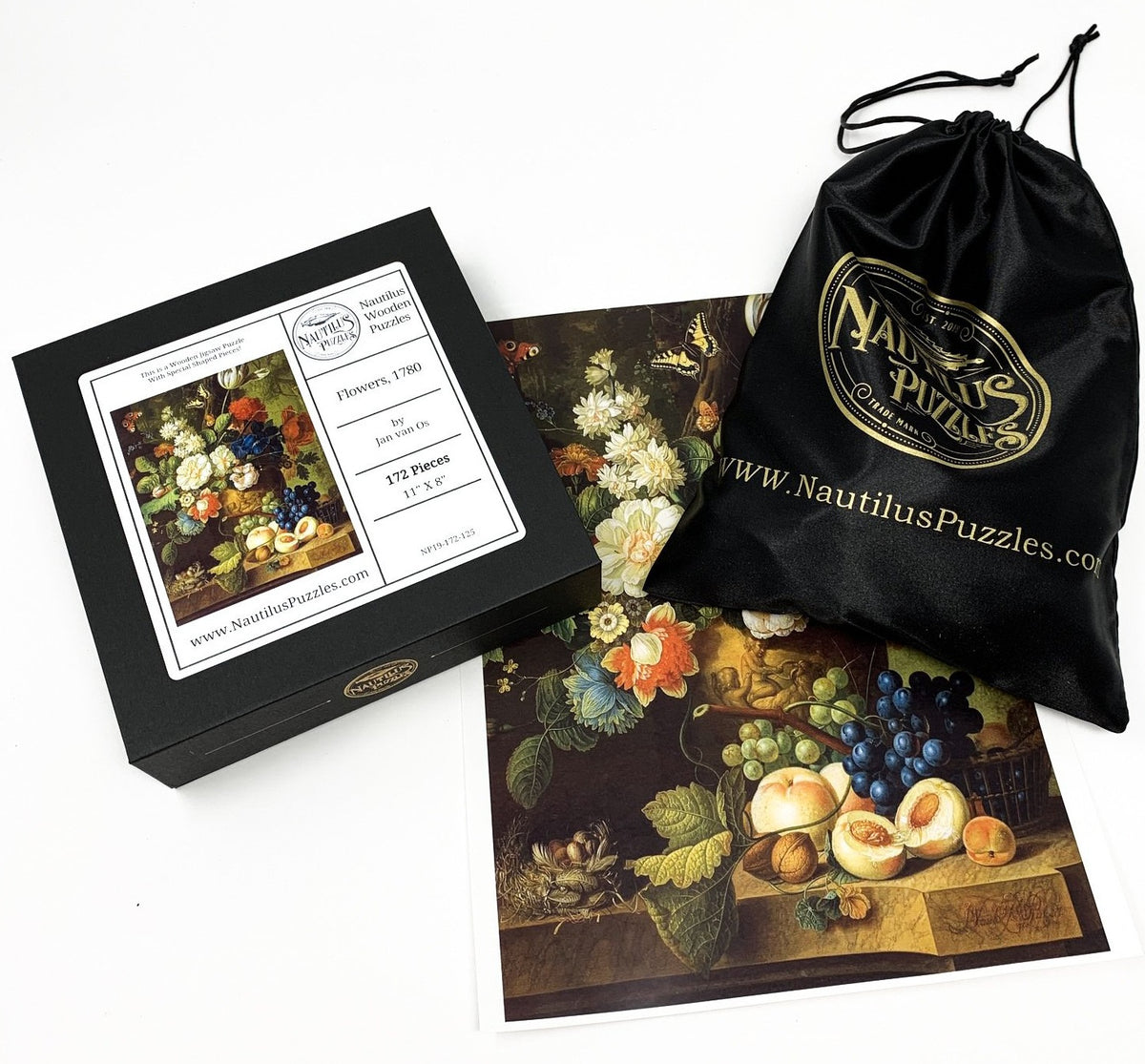 Flowers, 1780 by Jan van Os (172 Piece Wooden Jigsaw Puzzle) - Nautilus Puzzles - Wooden Jigsaw Puzzles For Adults