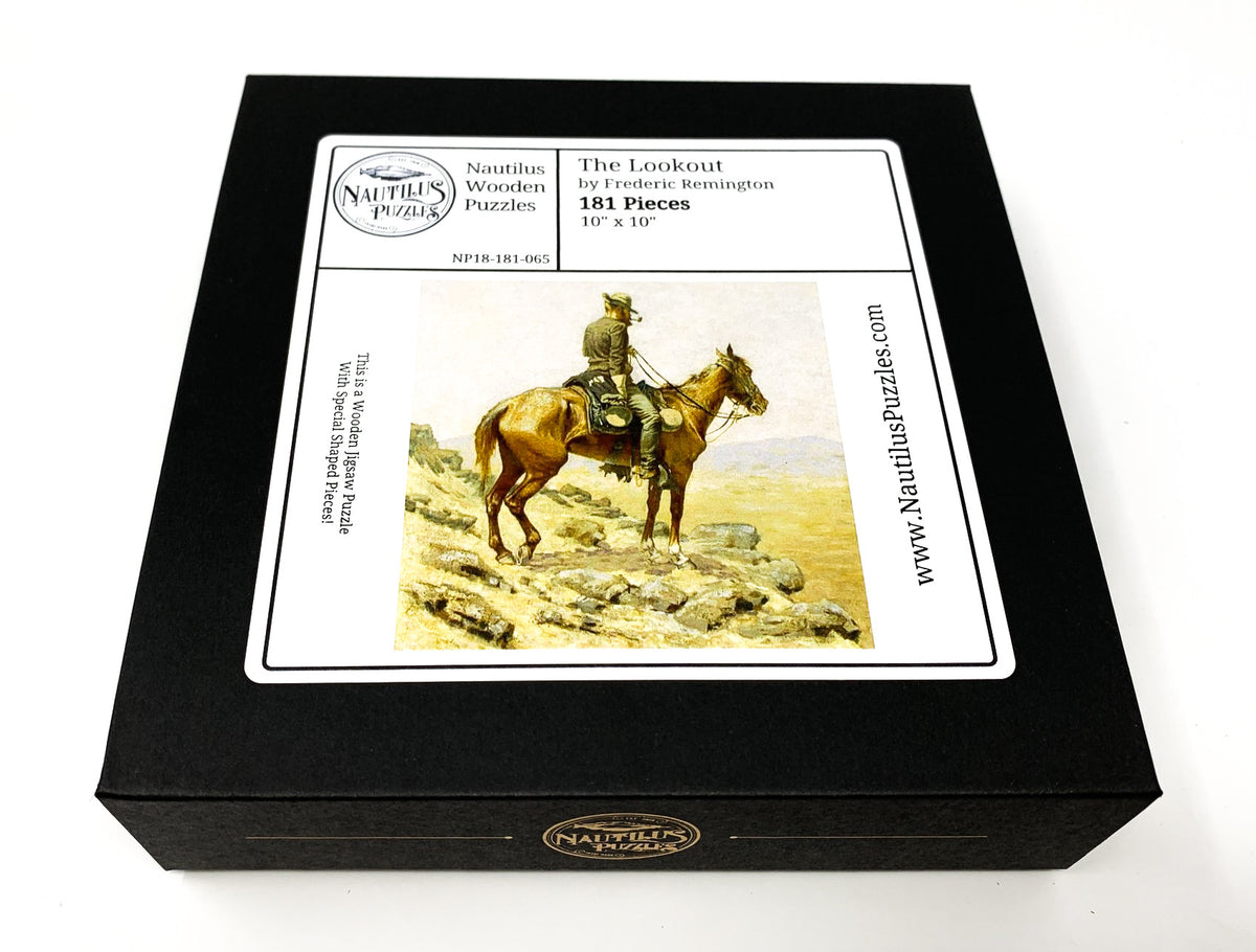 The Lookout (181 Pieces) by Frederic Remington, Wooden Jigsaw Puzzle - Nautilus Puzzles - Wooden Jigsaw Puzzles For Adults