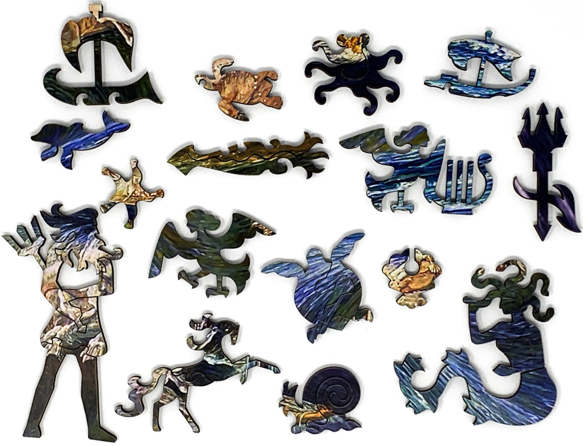 Neptune's Horses by Walter Crane (404 Piece Wooden Jigsaw Puzzle) - Nautilus Puzzles - Wooden Jigsaw Puzzles For Adults