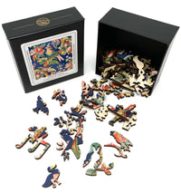 Flowers and Feathers (50 Piece Mini Wooden Jigsaw Puzzle) - Nautilus Puzzles - Wooden Jigsaw Puzzles For Adults