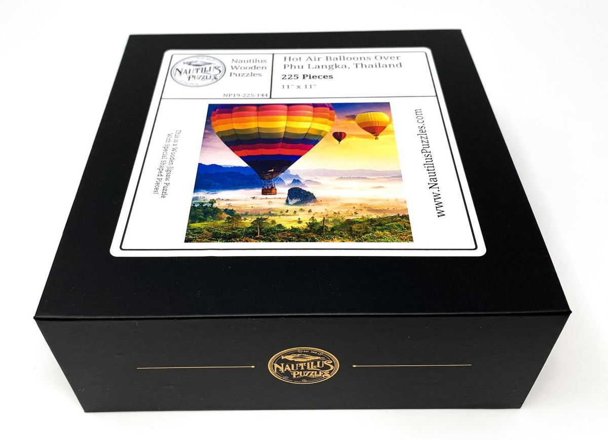 Hot Air Balloons Over Phu Langka, Thailand - 225 Piece Wooden Jigsaw Puzzle - Nautilus Puzzles - Wooden Jigsaw Puzzles For Adults