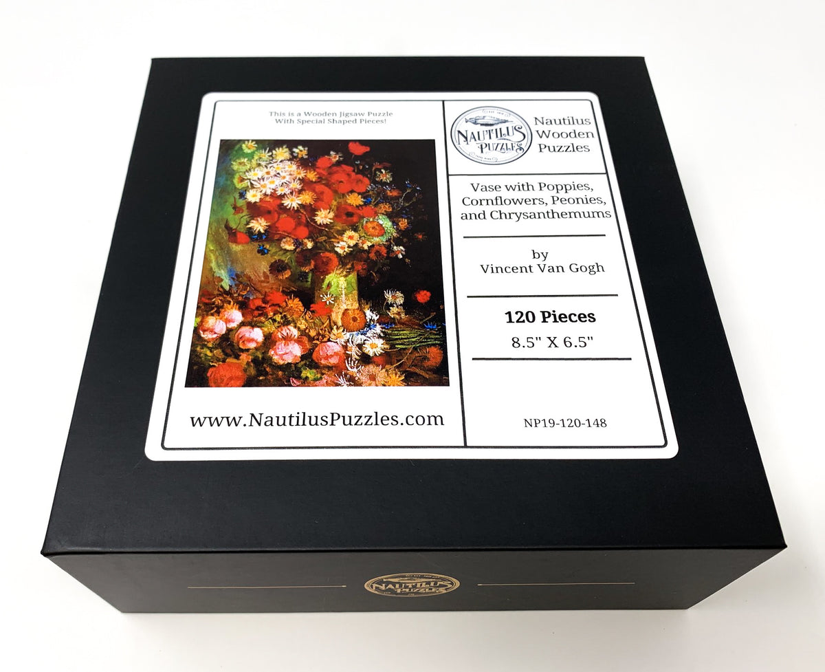 Vase with Poppies, Cornflowers, Peonies and Chrysanthemums by Van Gogh (120 Piece Wooden Jigsaw Puzzle) - Nautilus Puzzles - Wooden Jigsaw Puzzles For Adults