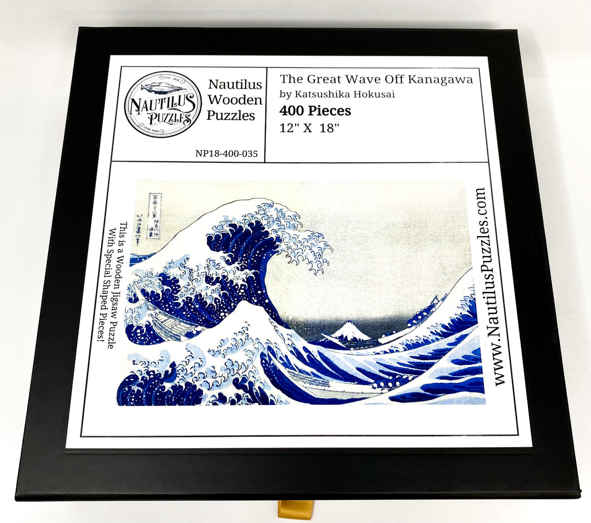 The Great Wave Off Kanagawa by Katsushika Hokusai (400 Piece Wooden Jigsaw Puzzle) - Nautilus Puzzles - Wooden Jigsaw Puzzles For Adults