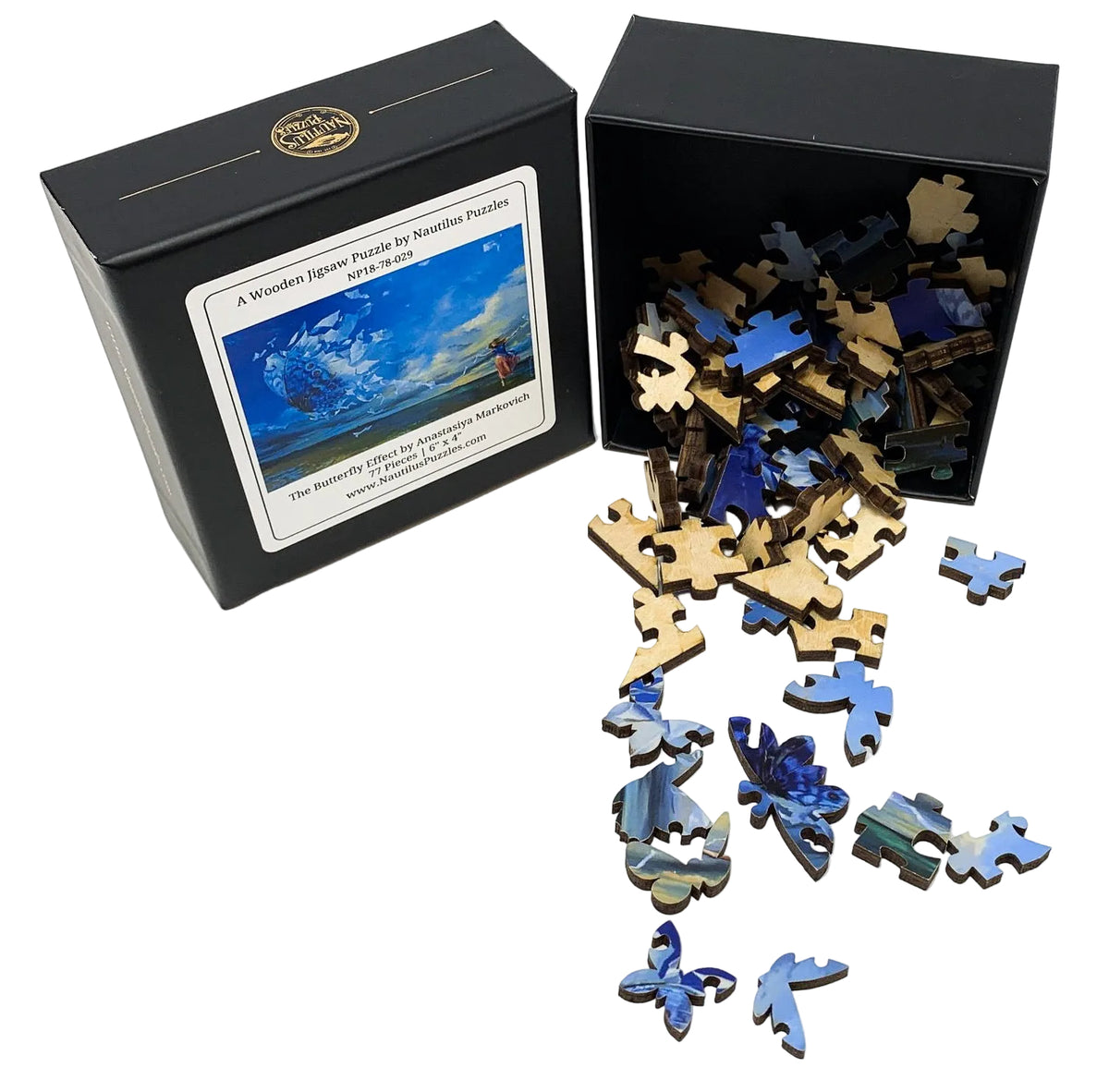 The Butterfly Effect by Anastasiya Markovich (77 Pieces) Mini Wooden Jigsaw Puzzle - Nautilus Puzzles - Wooden Jigsaw Puzzles For Adults