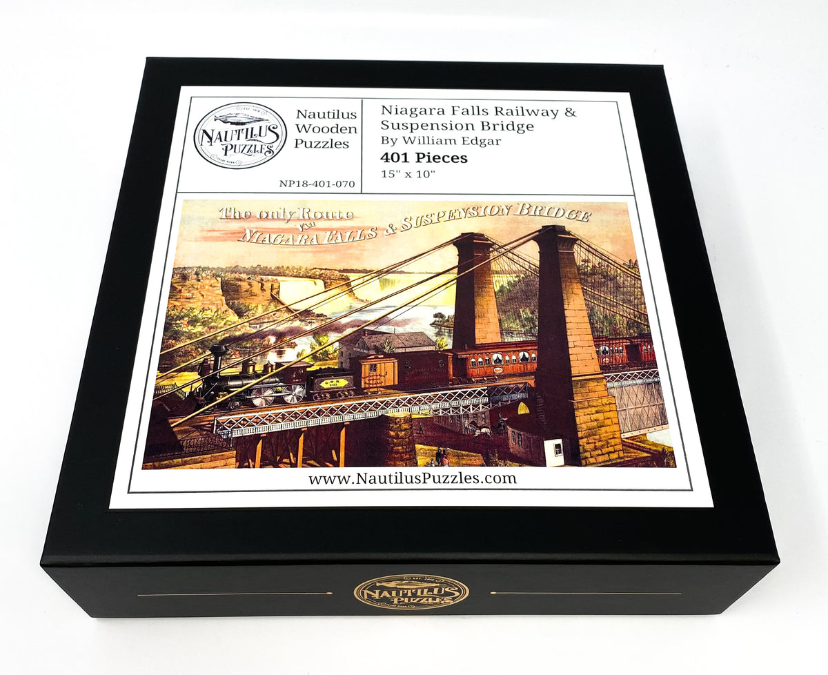 Niagara Falls Railway & Suspension Bridge by William Edgar (401 Piece Wooden Jigsaw Puzzle) - Nautilus Puzzles - Wooden Jigsaw Puzzles For Adults