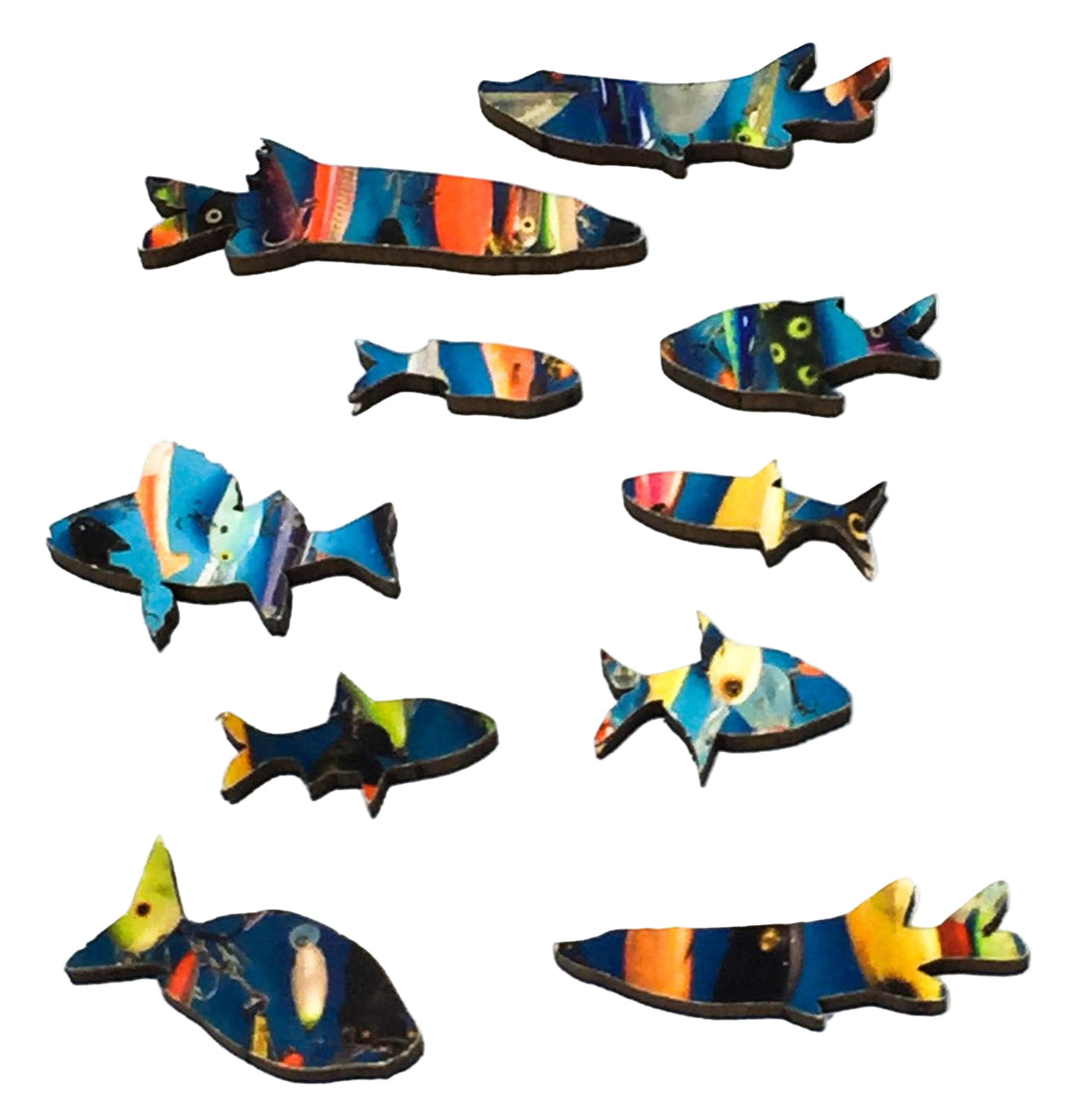 Fishing Lures (51 Piece Mini Wooden Jigsaw Puzzle) - Nautilus Puzzles - Wooden Jigsaw Puzzles For Adults