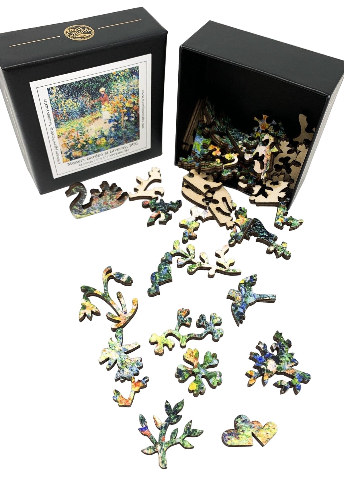 Monet's Garden at Giverny, 1895. 48 Pieces - Mini Wooden Jigsaw Puzzle - Nautilus Puzzles - Wooden Jigsaw Puzzles For Adults