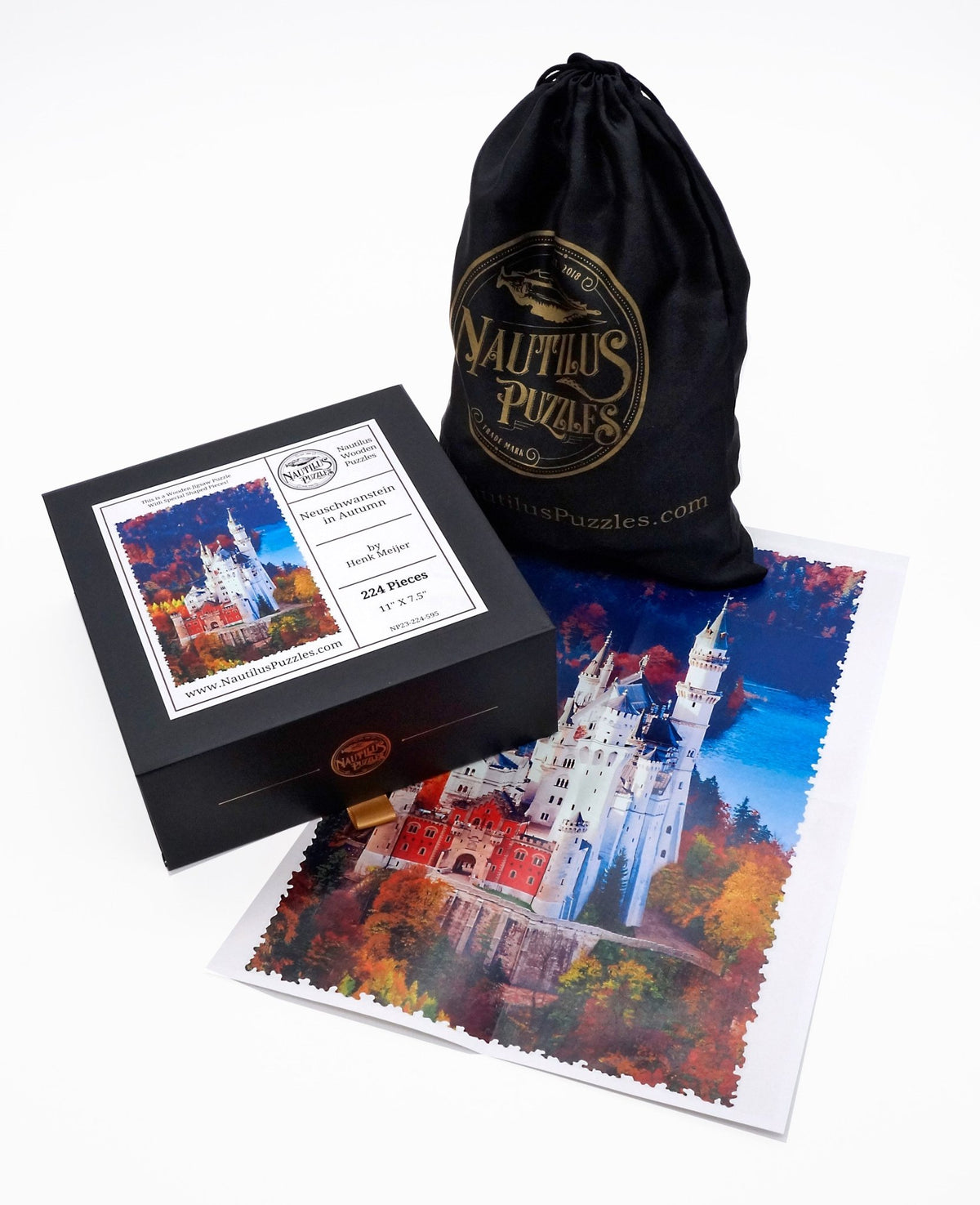 Neuschwanstein in Autumn (224 Piece Wooden Jigsaw Puzzle) - Nautilus Puzzles - Wooden Jigsaw Puzzles For Adults