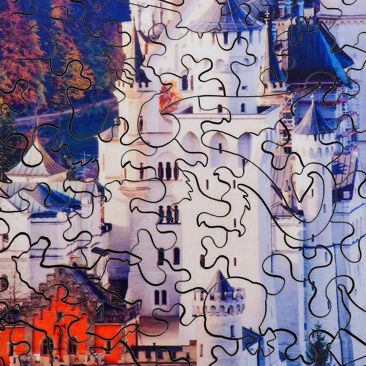 Neuschwanstein in Autumn (224 Piece Wooden Jigsaw Puzzle) - Nautilus Puzzles - Wooden Jigsaw Puzzles For Adults