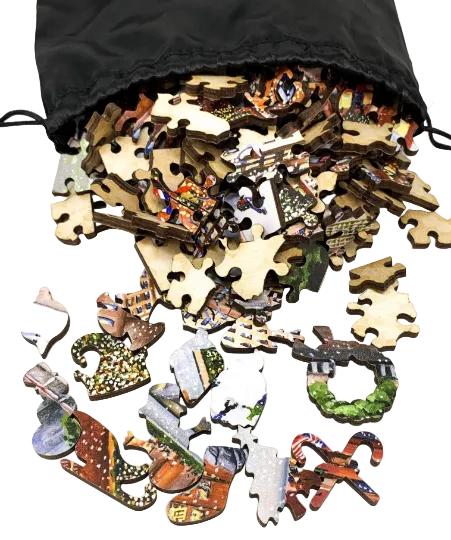 Ice Skaters at Rockefeller Center (249 Piece Wooden Christmas Puzzle) - Nautilus Puzzles - Wooden Jigsaw Puzzles For Adults
