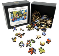 Santa In the Village (50 Piece Mini Christmas Wooden Jigsaw Puzzle) - Nautilus Puzzles - Wooden Jigsaw Puzzles For Adults