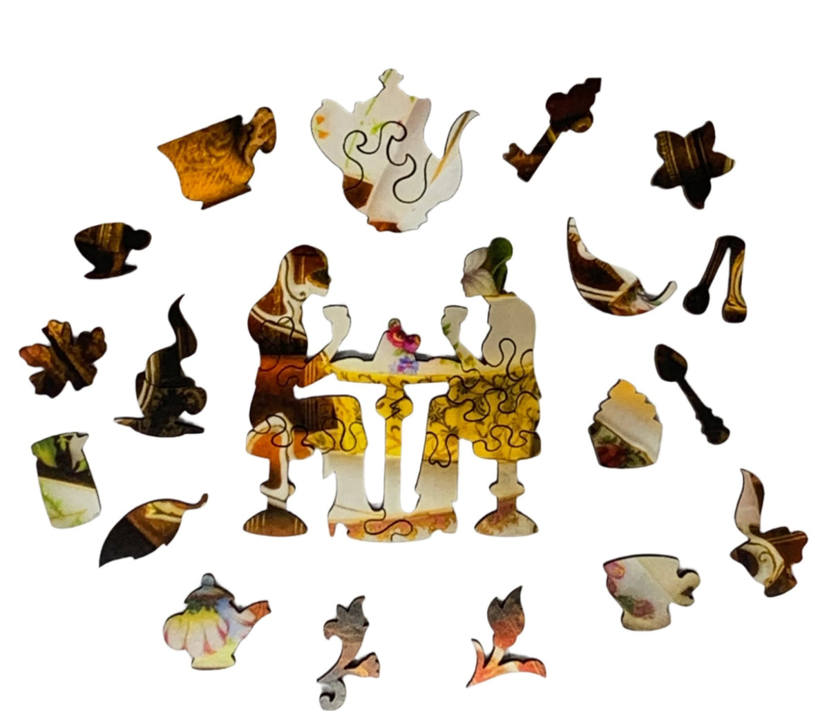 Teetering Teacups - 111 Pieces Wooden Jigsaw Puzzle - Nautilus Puzzles - Wooden Jigsaw Puzzles For Adults