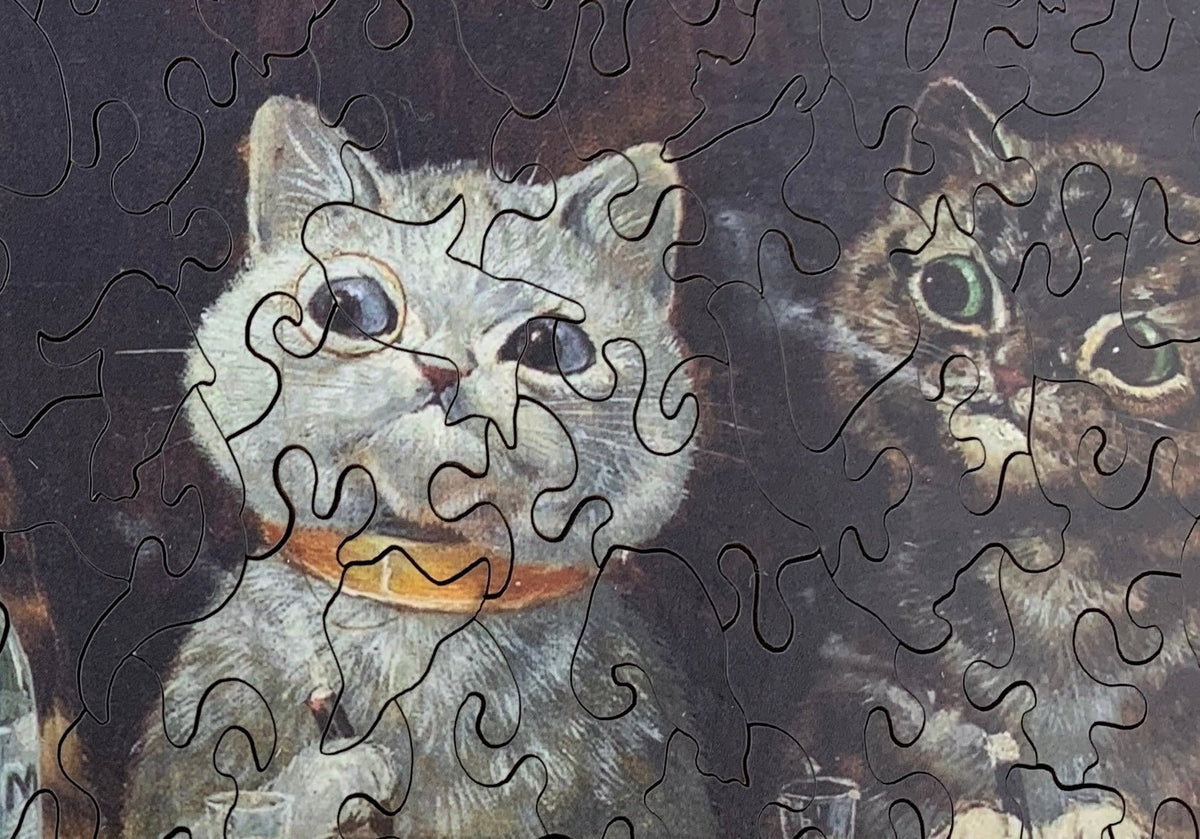 The Bachelor Party (146 Piece Cat Jigsaw Puzzle) - Nautilus Puzzles - Wooden Jigsaw Puzzles For Adults