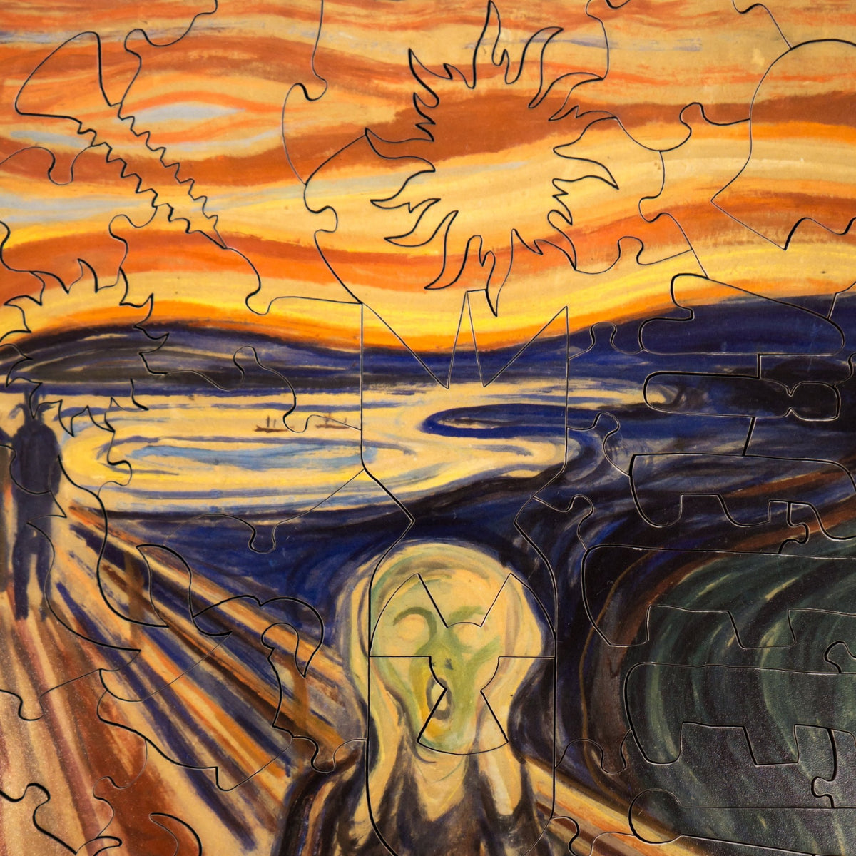 The Scream by Edvard Munch (50 Piece Mini Wooden Jigsaw Puzzle) - Nautilus Puzzles - Wooden Jigsaw Puzzles For Adults