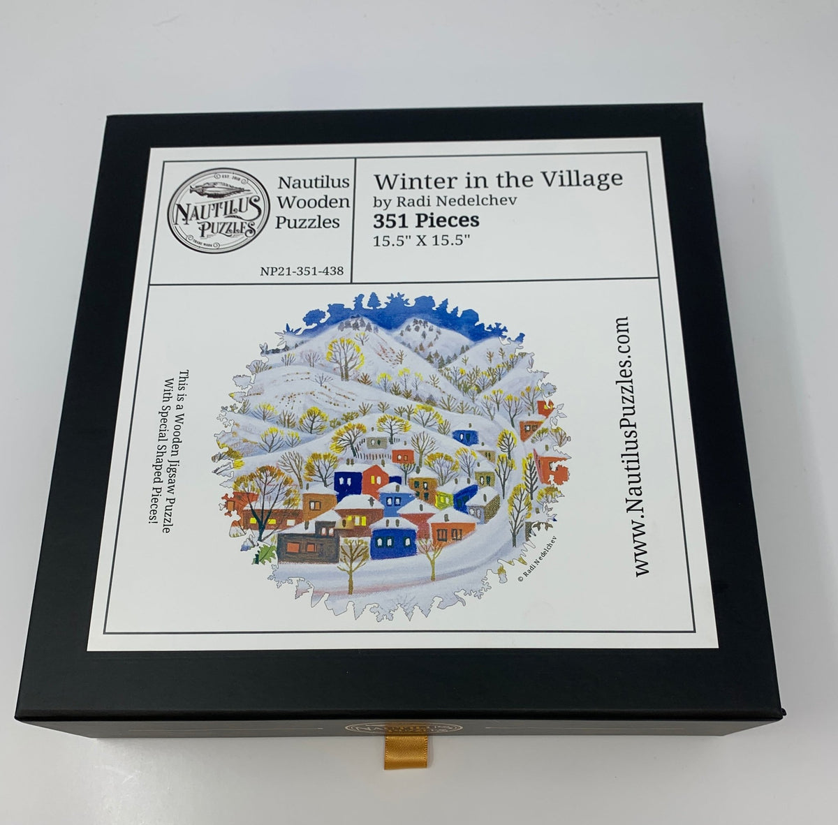 Winter in the Village- 351 Piece Wooden Jigsaw Puzzle - Nautilus Puzzles - Wooden Jigsaw Puzzles For Adults